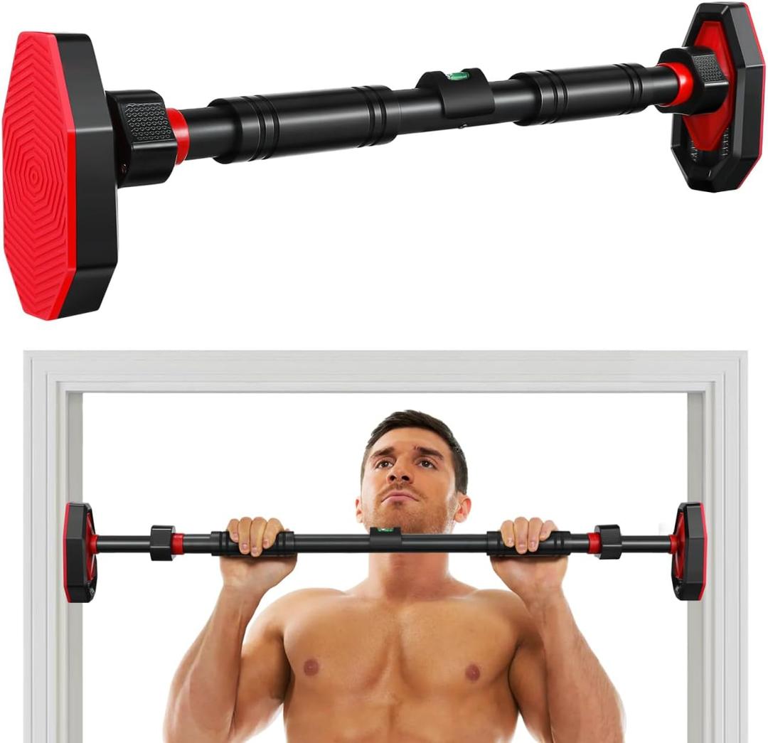 Operitacx Adjustable Doorway Pull up Bar with Secure Locking Comfortable Grip Strength Training Bar for Home Gym Portable Fitness Equipment for Upper Body Workout and Stretching