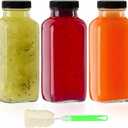 12 oz Glass Juice Bottles with Lids 3 Pack,Reusable Water Bottle,Juicing Bottles for Smoothies, Milk, Storage, Small and portable