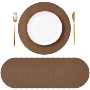 SHACOS 100 pcs Round Paper Placemats Disposable 13 inch Colored Paper Decorative Place Mats for Wedding Birthday Party Bridal Baby Shower Events Table Decoration, Brown