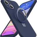 SKYLMW Compatible with iPhone 13 Case 6.1'' with Magnetic Invisible Stand Compatible with Mag-Safe Military Drop Tested Shockproof Silicone 13 Phone Case for Women Men, Dark Blue