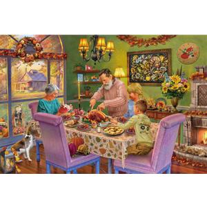 Lavievert Wooden Jigsaw Puzzle 1000 Piece Puzzle for Adults - Thanksgiving Dinner, Turkey, Pumpkin Pie