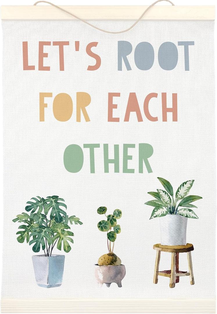 LKETW Boho Inspirational Poster Hanger Frame 12x16 Inch, Let's Root for Each Other Motivational Wall Art Posters for Kids Room, Inspirational Hanging Banner Decor for Playroom Homeschool Classroom