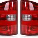 Tail Lights Assembly Compatible with 2007-2013 Chevy Silverado 1500 2500HD 3500HD GMC Sierra 2500 HD 3500 HD, Rear Light Taillights Replacement # GM2801207 GM2800207 (Red Border)