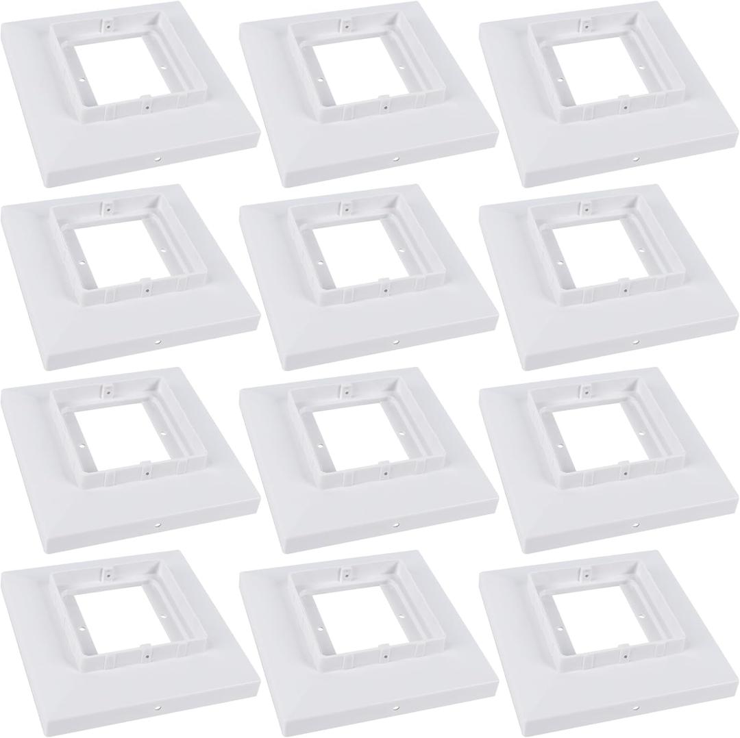 Dynaming White Mount Base for Solar Post Lights, Fit for 4x4, 5x5 or 6x6 Vinyl/Wooden Post (12 Pack)