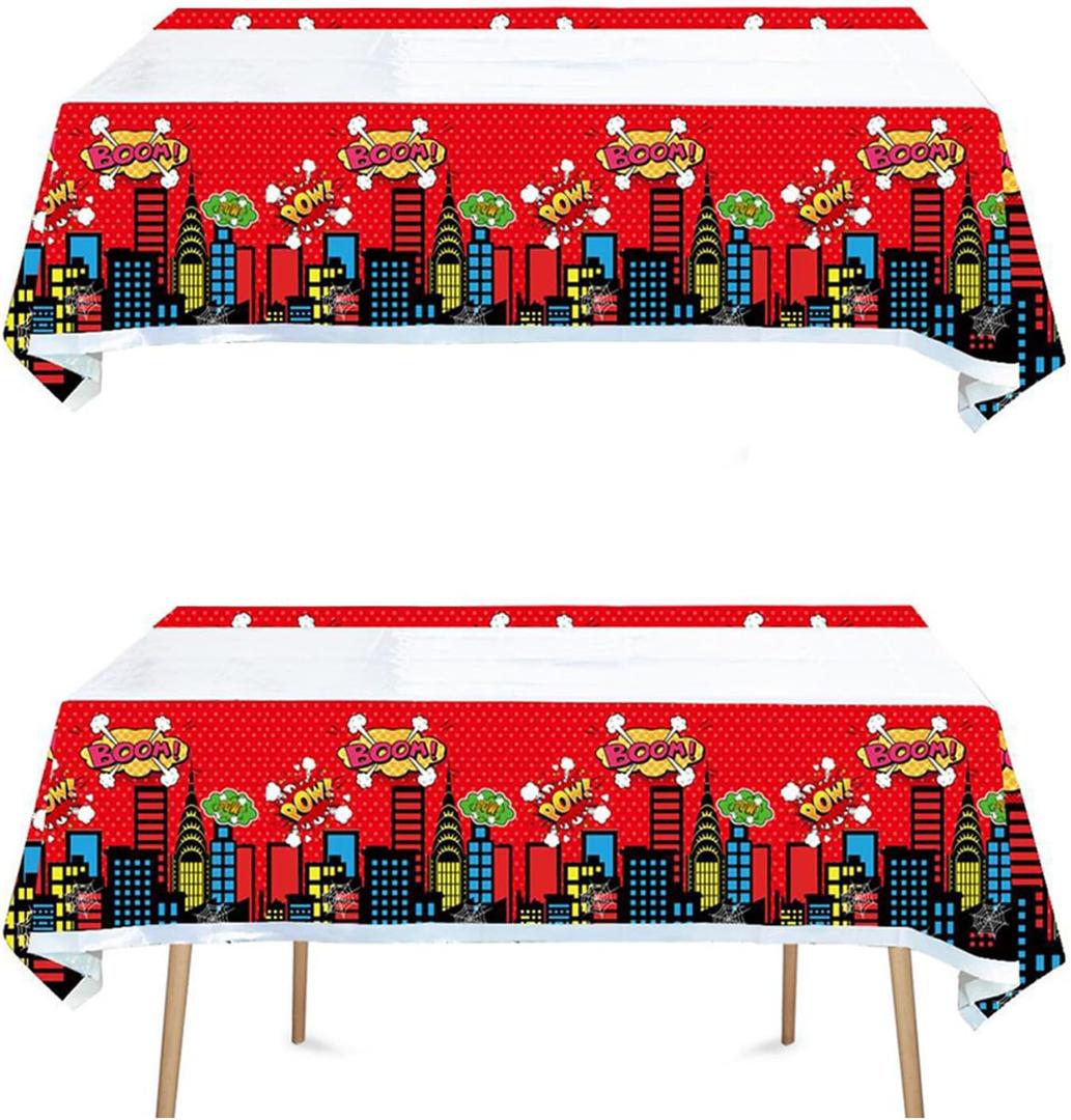 3 x Superhero Tablecloth, Disposable Rectangle Party Cover for Kids Birthday