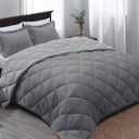 Beyond Queen Comforter Set - Grey/Charcoal Reversible Queen Set for All Seasons - 1 Comforter & 2 Pillow Shams