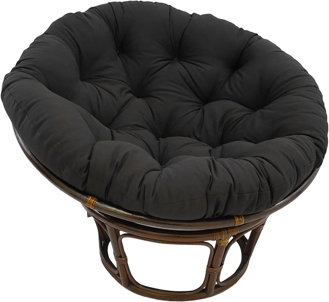 Papasan Round Chair Cushion, Thickened Soft Egg Chair Cushions Replacement, Hanging Swing Seat Pads for Outdoor Indoor Garden Patio (Without Seats) (52inX52in, Black)