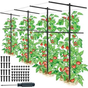 4 Pack Metal Detachable Raspberry & Grape Vine Trellis for Climbing Plants, Heavy-Duty 7 Ft Tall Large Vineyard Trellis Support, Sturdy Garden Stakes for Outdoor Raised Beds Vegetables Fruits Flowers