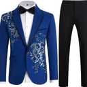 Mens Suits Slim Fit 2 Piece Formal Tuxedo Suits Blazer Pants with Bow Tie for Wedding Prom (Medium)