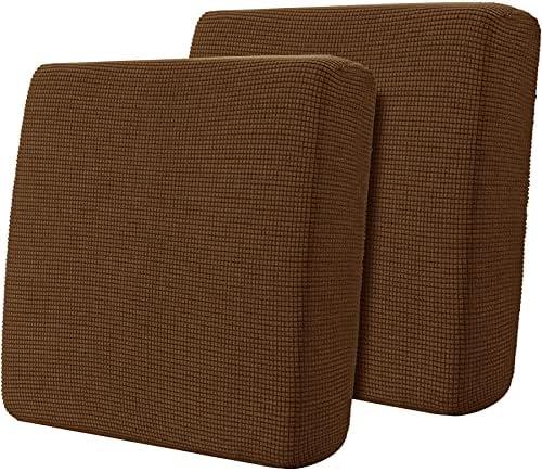 Hokway Stretch Individual Couch Cushion Slipcovers Reversible Cushion Protector Slipcovers Sofa Cushion Protector Covers(Coffee,Small-2PC)