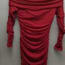 ihot Women's Glitter Party Dress Long Sleeve Crew Neck Faux Wrap Ruched Bodycon Sparkly Night Out Club Mini Dresses (Medium, Burgundy)