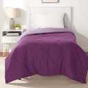 Amazon Basics Comforter Blanket Twin/Twin XL, Reversible Lightweight Microfiber All Season Blanket, Plum/Light Purple