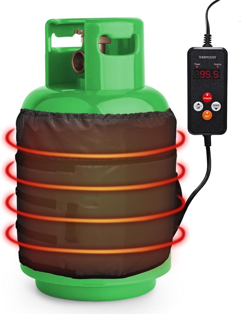 Propane Tank Heater Blanket - UL Certified Safe Warmer with Digital Temperature Control & 24H Timer (41F-122F), Universal Fit for 5-45 LB LP Gas Cylinders Black