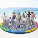16 ft Giant Inflatable Splash Pad Extra Large 192" 2025 Update Non Slip Pad for Adults Large Dogs Pets Giant Thicken Sprinkler Pool Summer Outdoor Fun Backyard Fountain Play Mat (Cute Style)
