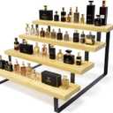 3 x Bamboo Display Risers, 4 Tier Cologne Stand Perfume Organizer for Men, Large Cupcake Dessert Shelf for Party, Riser Stand for Decoration and Organizer, Party, Makeup, Figures, Cupcake