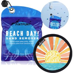 Sand Remover for Beach Cleaner Eraser for Family Wipe Off Mitt Duster Brush Vacation Trip Hawaii Honeymoon Essential Gift Costa Rica Must Haves Resort Rio de Janeiro Punta Cana Beach Towel Sunshine (1 Pack Sunshine)