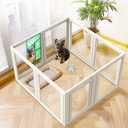FXW AuraSpace Acrylic Indoor Dog Playpen for Small and Medium Dogs, 30 Inch, 8 Panels, White