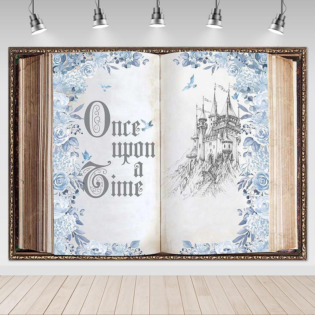 Mocsicka Once Upon a Time Backdrop 7x5ft Fairy Tale Book Princess Party Decorations Ancient Castle Photo Backdrops Old Opening Magic Book Romantic Story Wedding Birthday Photography