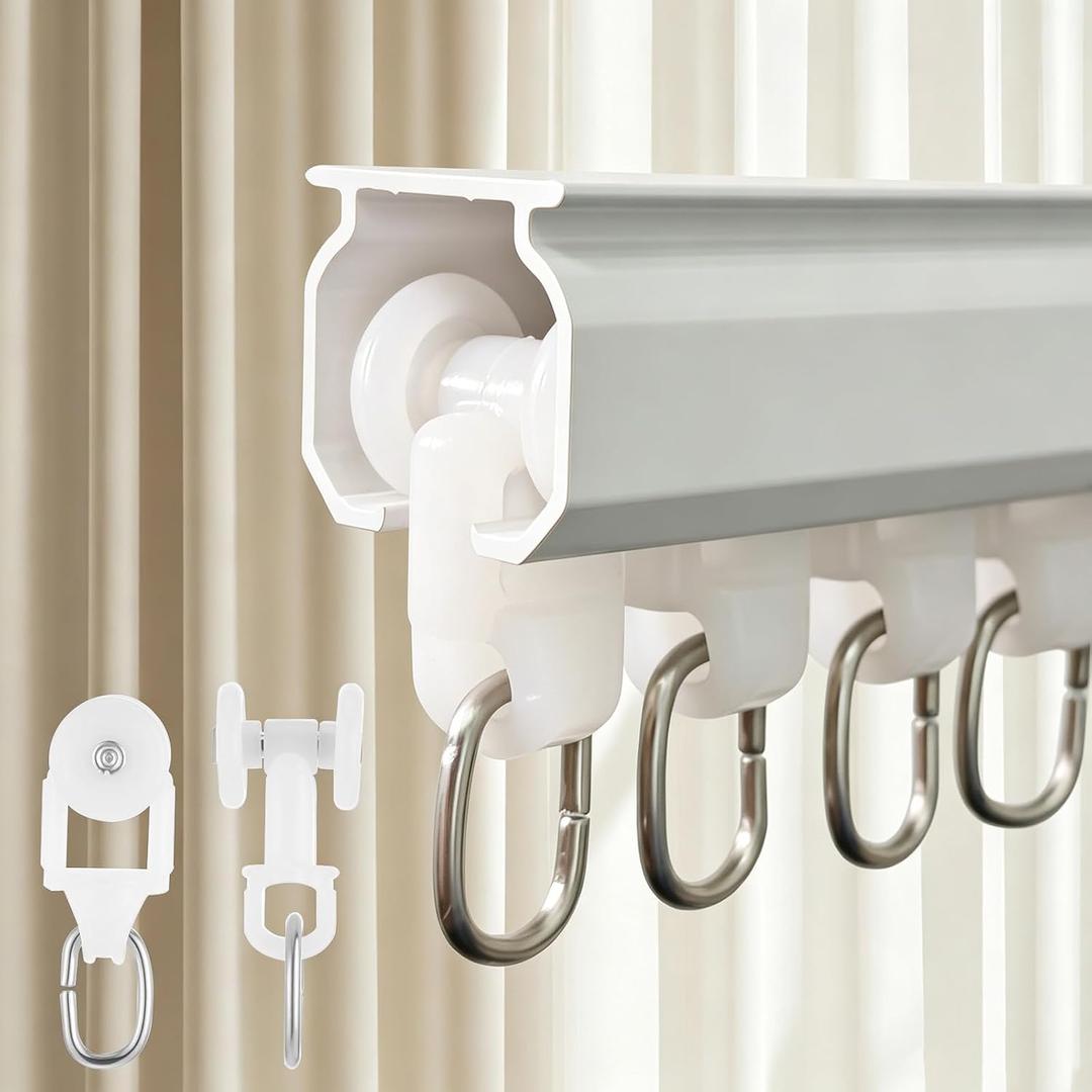 Curtain Track, Ceiling Curtain Track, Wall/Ceiling Mount Curtains Rails, Heavy Duty Sliding Room Divider Curtains Tracks Rails Rod System with Rollers -4FT (1.22m)