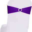 Howhic Pack of 120 Spandex Chair Sashes Bows Stretch Chair Cover Band with Buckle Slider Universal Elastic Chair Ties for Wedding Banquet Party Event Decoration (Purple)