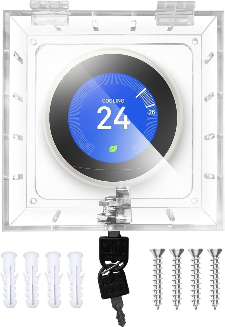 Thermostat Lock Box with Key - Universal Cover for Nest & All Types (4.72''*4.53''*1.97'' or Smaller)