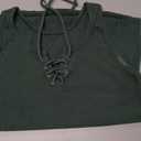 Womens Sexy V Neck Tank Shirts Top Sleeveless Casual Basic Drawstring Rib Knit Tops (Medium, Green)
