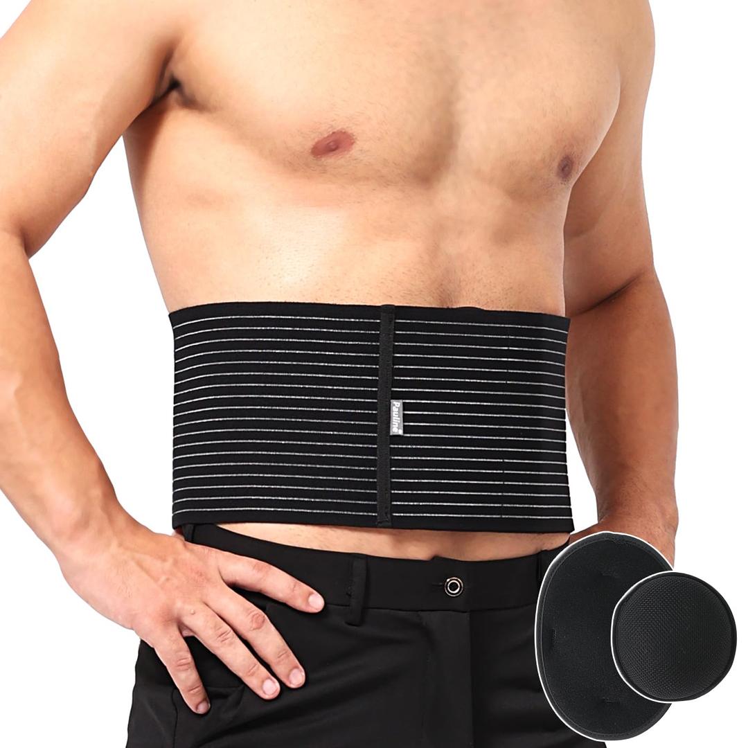 Umbilical Hernia Belt with 2x Compression Pads, Abdominal Support Binder for Men & Women Belly Compression/Incisional, Femoral, Spigelian Hernia Post Surgery Pain Relief (XXL)
