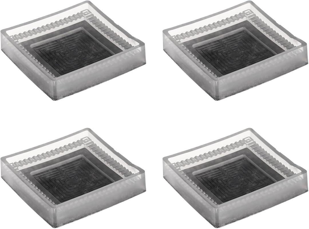 uxcell 4pcs 3x3 in Rubber Furniture Caster Cups Square Chair Leg Floor Protector Non-Slip Furniture Pad Grips with Felt Pad for Hardwood Floor, Transparent (Fit 1.4 or 2.2 Inch Chair Leg)