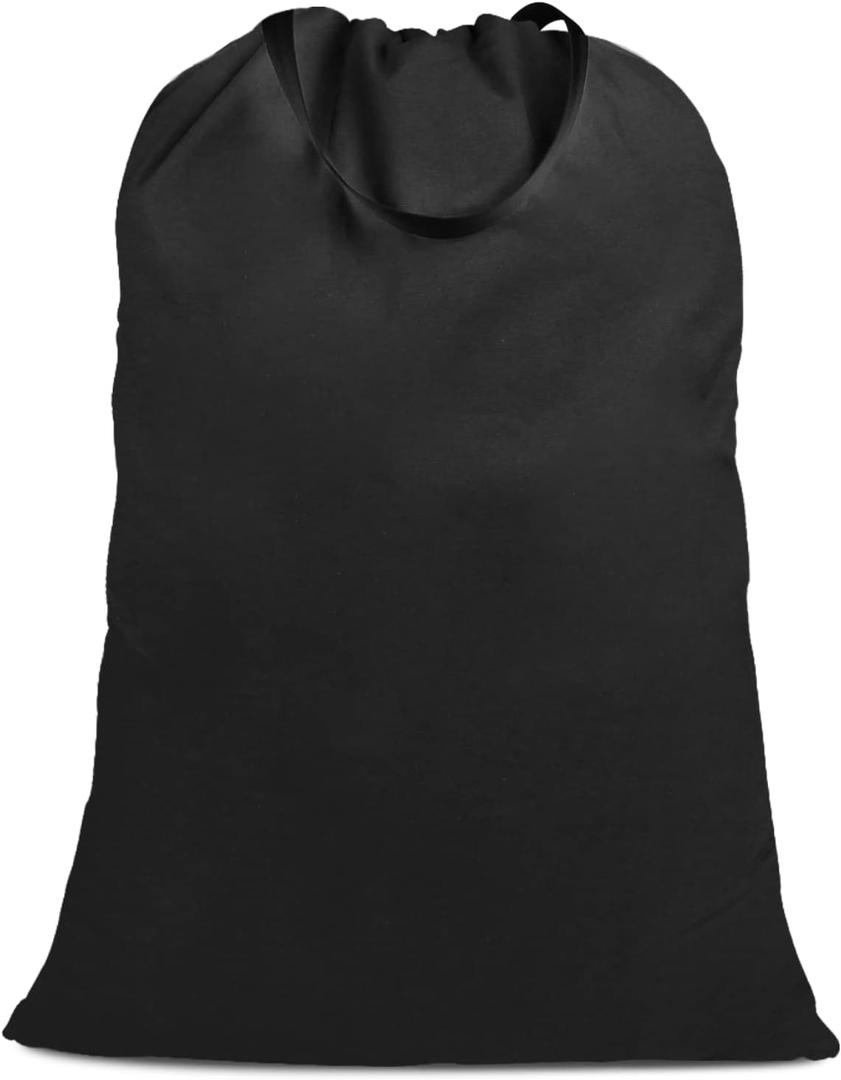 Cotton Canvas Laundry Bag with Handles & Drawstring Straps, Heavy Duty Extra Large Laundry Bags for Laundromat and Household, 25.5x34 Inch, Black