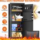 33.46'' Tall Fireproof Wall Safes Between the Studs, Fire Security In Wall Safe with Digital Keypad, Removable Shelves and Fireproof Bag, Anti-Theft Hidden Wall Safe for Home, Cash, Documents