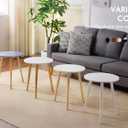 Apicizon Round Side Table, White Bedside Table Coffee End Table for Bedroom, Living Room, Small Spaces, Easy Assembly Nightstands with Natural Wood Legs, 16.5 x 20.5 Inches