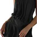 Floerns Women's Summer Mini Dress Sleeveless Halter Backless Ruched Date Night Layered A Line Dresses (Black, S)