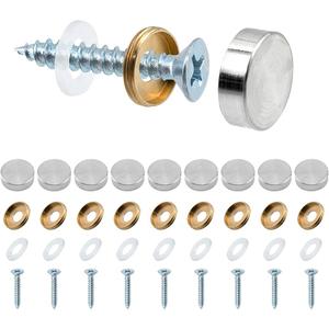 BlingKingdom 6 Sets Stainless Steel Mirror Screws with Caps,