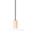 Harlyn 14.5-Inch 1-Light Pendant, Matte Black/White/Wood, Adjustable Height, 60W Type A Compatible, Modern Rustic Design