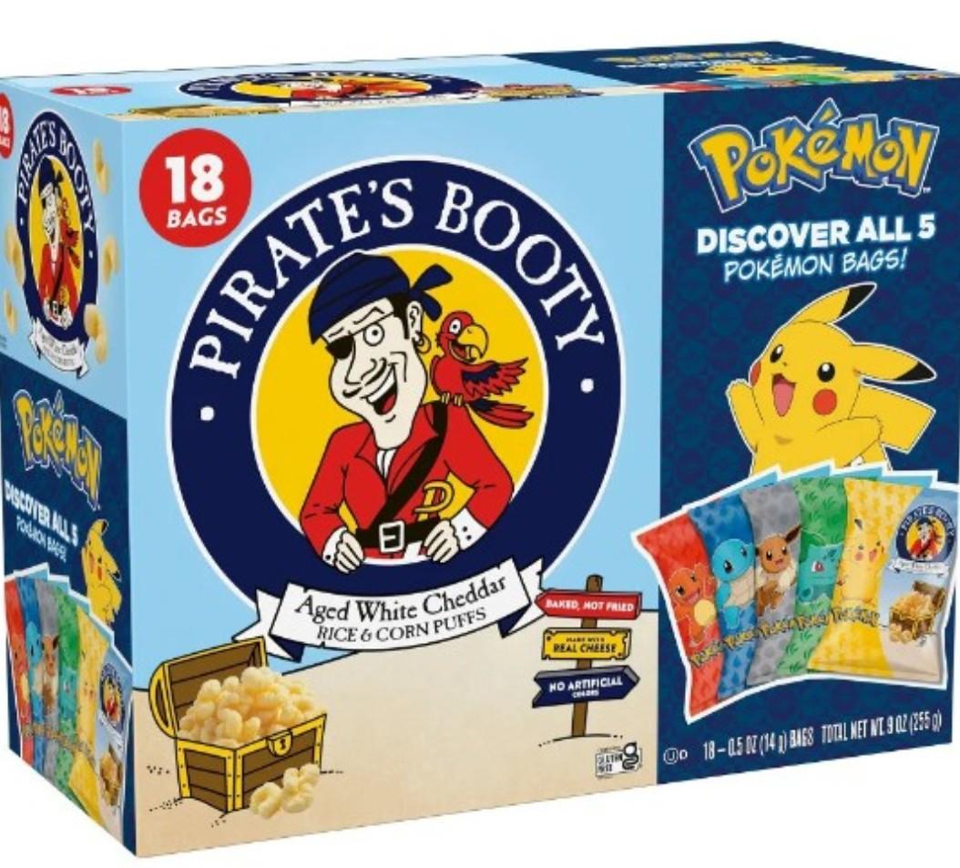Pack of 3, Pirate's Booty Aged Chips White Cheddar Puffs Snack Multipack Pokemon - 9oz/18ct,  BB 01/26/26