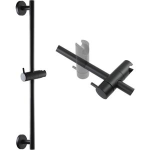 SKOWLL Shower Slide Bar with Height/Angle Adjustable Handheld Shower Holder Bathroom Free Slide Bar Wall Mount 26 Inch Shower Head Holder Bar, Stainless Steel Shower Head Holder for Bath, Matte Black