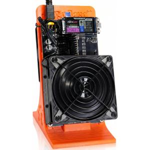 NerdQaxe++ Rev 6.1 Bitcoin Miner, 6 TH/s, Orange Stand | 100W Low Power Consumption, Dual Front-Rear Silent Fans, Open-Source, PSU Included, Solo Lottery Miner