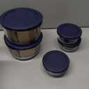 Anchor Hocking 12 Piece Glass Storage Containers with Lids (6 Glass Food Storage Containers & 6 Navy Blue SnugFit Lids)