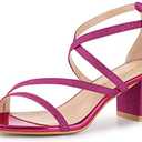 Allegra K Women's Glitter Crisscross Strap Chunky Heels Sandals, US 7.5