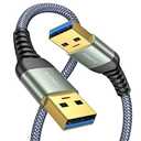 AINOPE USB to USB Cable,USB 3.0 A to A Male Cable, [Never Rupture] USB Male to Male Cable Double End USB Cord Compatible with Hard Drive Enclosures, DVD Player, Laptop Cooler,6.6Ft+6.6Ft/2 Pack/Grey