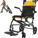Wheelchairs for Adults Transport Chair Lightweight Foldable with Telescopic Handle,17" Width Compact Portable Folding Travel Wheel Chairs for Seniors (Yellow)