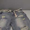 WDIRARA Men's Wide Leg Ripped Denim Bermuda Shorts Raw Hem Distressed Jean Shorts with Pockets (Blue, XXL)