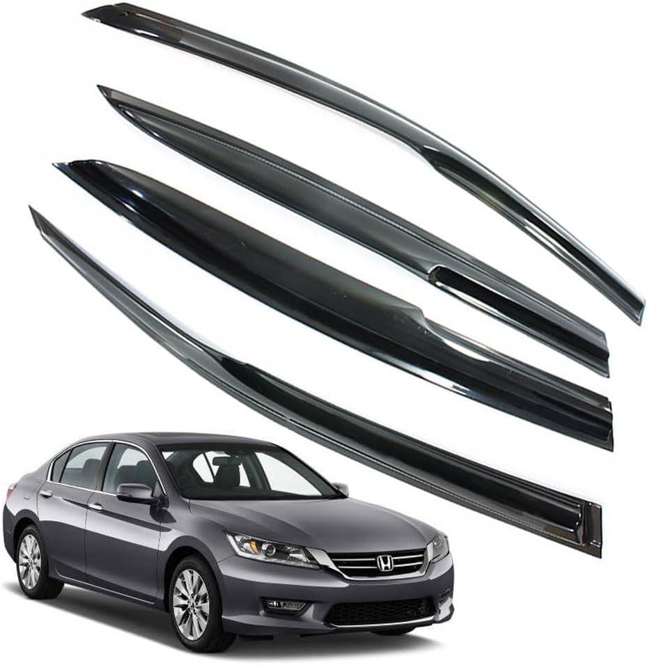 LETINGFAR Rain Guards for Honda Accord 2013-2017 4-Door Sedan, Black Modern Outside Mount Tape-on Side Window Deflectors for Cars, 4 pcs