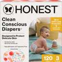 The Honest Company Comfort Dry Diapers, Hypoallergenic, FragranceFree, Sensitive Skin, Just Peachy + Flower Power, Super Club Box Size 3 (16–28 lbs), 120 Count