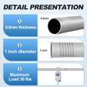 CorkLatta Silver Shower Curtain Rod 31 to 104 Inch,1 Inch Diameter Adjustable Spring Tension Curtain Rod No Drilling Stainless Steel Telescoping Rod,No Rust