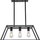 XILICON Contemporary 3-Light Black Kitchen Dining Room Chandelier Light Fixture, Rustic Pendant for Island Table, Dimmable, UL Listed, Easy Install, E26 Base, Metal, Indoor, Ceiling Mount