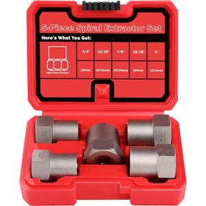 5 Pcs Bolt Extractor Set Heavy Duty, 1/2' Drive Easy Out Bolt Extractor Set, Nut Extractor set Broken Bolt Extractor Kit for Removing Stripped Lug Nuts, Rounded off Nuts, Bolts, Studs
