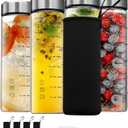 SIEROZUR Glass Juice Bottles 20 oz-4 Pack Leak Proof Wide Mouth Water Bottle with Stainless Steel Lid & Sleeve - for Juicing, Smoothies, Infused Water, Beverage Storage, Eco-Friendly Borosilicate