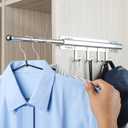 BaiNong 12 inch Valet Rod for Closets Pull Out Closet Valet Rod Slide Out With 4 Hooks Silver Pull Out Clothes Hanger