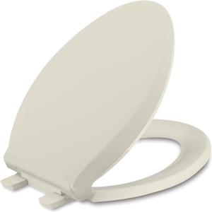 Elongated Toilet Seat, Slow Close Quick-Release Hinges, Heavy Duty Soft Close, Oval(Oblong) Toilet Seat For Elongated Toilets, Quiet-Close Lid And Seat, Easy To Install And Clean, Almond/Bone(18.5”)